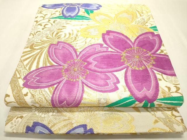 平和屋着物●工藝三昧 手漉和紙 縮々織　染色作家　早田絢秀　両面　六通柄　京袋帯　枝花文　金通し地　正絹　逸品　CABE0222hy 平和屋着物○工藝三昧 手漉和紙 縮々織 染色作家 早田絢秀 両面 六通柄