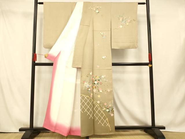 平和屋着物●訪問着　草花文　暈し染め　金彩　正絹　逸品DABA4082az 平和屋着物□訪問着 草花文 暈し染め 金彩 正絹 逸品 CABB1778ou