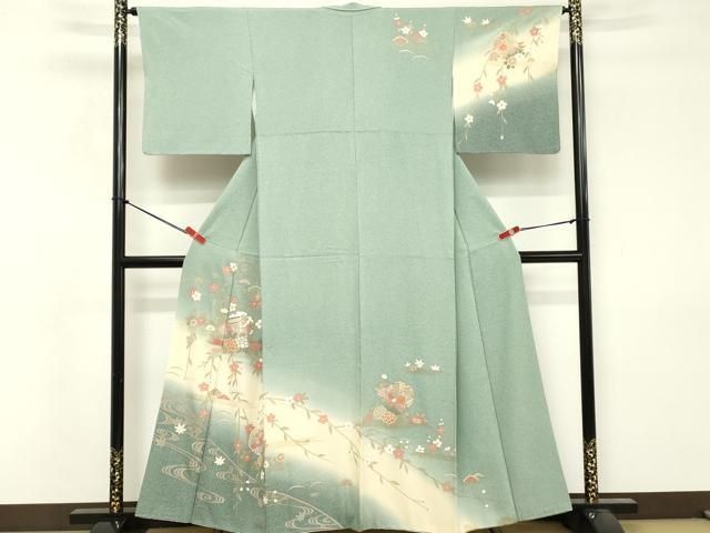 平和屋着物●訪問着　雪輪文　暈し染め　金銀彩　正絹　逸品　CABC6929yc 平和屋着物□訪問着 雪輪花文 暈し染め 金彩 まるやま扱い 正絹 逸品