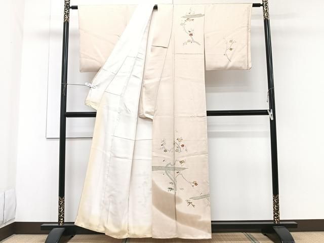 平和屋着物■訪問着　総刺繍　駒刺繍　絞り　枝梅笹竹文　正絹　逸品　CABF4372ev 平和屋着物□訪問着 総刺繍 駒刺繍 絞り 枝梅笹竹文 正絹 逸品
