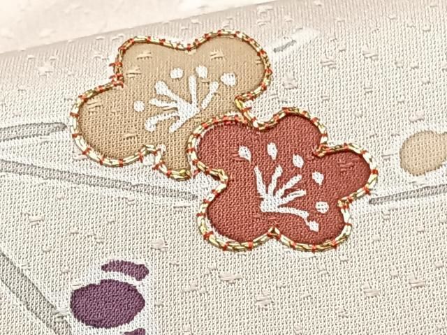 平和屋着物●本場大島紬　訪問着　刺繍　枝梅文　暈し染め　金彩　正絹　逸品　AABH5311ph 平和屋着物○本場大島紬 訪問着 刺繍 枝梅文 暈し染め 金彩 正絹 逸品