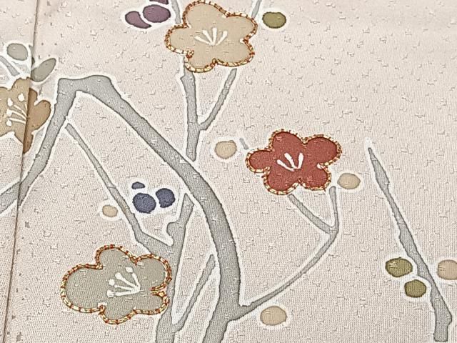 平和屋着物●本貝紫染作家　西山和恆　訪問着　駒刺繍　花唐草文　暈し染め　金彩　丹後ちりめん　反端付き　正絹　逸品　AABF2018cs 平和屋着物○本貝紫染作家 西山和恆 訪問着 駒刺繍