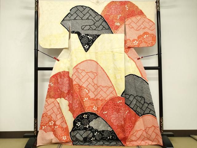 平和屋着物●訪問着　遠山重ね文　正絹　逸品　AABF0290fy 平和屋着物□訪問着 総絞り 重ね山花文 正絹 逸品 DABF4430cd - メルカリ