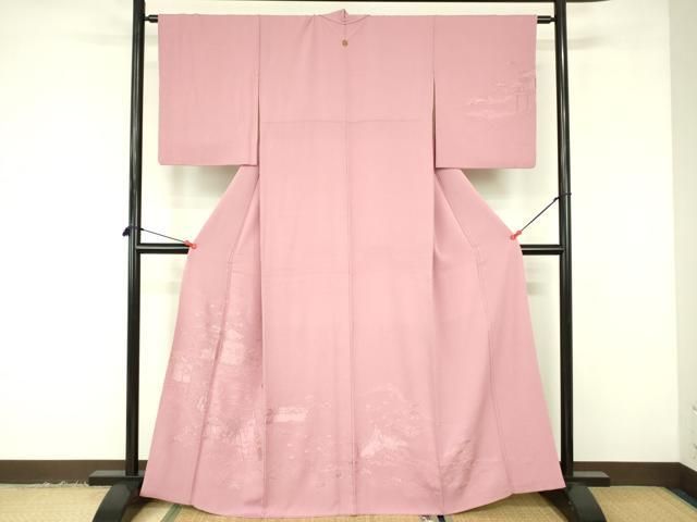 平和屋着物▽訪問着　単衣　中国三大刺繍　汕頭刺繍　スワトウ刺繍　扇面花文　暈し染め　金銀彩　正絹　逸品　AABE5175jh 平和屋着物▽中国三大刺繍 スワトウ刺繍 汕頭刺繍 総刺繍 訪問着 人物