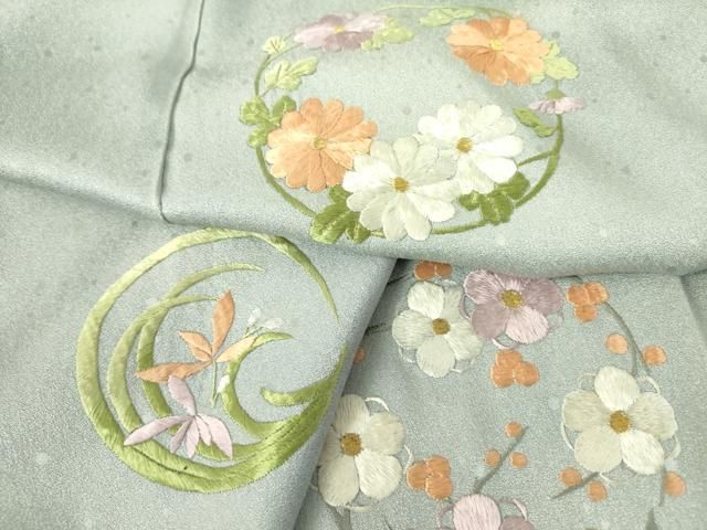 平和屋着物●女性　行灯袴　総刺繍　花丸文　金糸　洗える着物　CABD8802gh 平和屋着物○上質な小紋 総刺繍 花唐草丸文 金糸 正絹 逸品 CABA6208yc