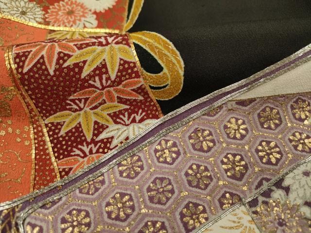 平和屋着物●豪華色留袖　駒刺繍　よろけ縞吉祥文　暈し染め　金彩　正絹　逸品　未使用　CABB4593yc 平和屋着物□豪華黒留袖 駒刺繍 几帳吉祥文 金彩 正絹 逸品 DABF0879ya