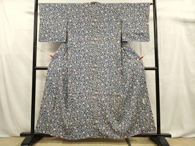 平和屋着物●極上　小紋　更紗唐草文　深紫色地　逸品　未使用　CYAA5001s6 平和屋着物○極上 小紋 更紗唐草文 深紫色地 逸品 未使用 CYAA5001s6
