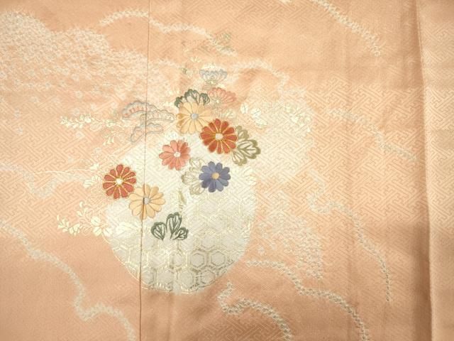 平和屋着物●訪問着　駒刺繍　松葉文　暈し染め　金彩　正絹　逸品　DABB9771du 平和屋着物□訪問着 駒刺繍 絞り 雪輪花松文 金彩 正絹 逸品