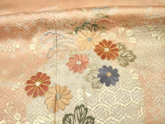 平和屋着物□訪問着 駒刺繍 絞り 雪輪花松文 金彩 正絹 逸品