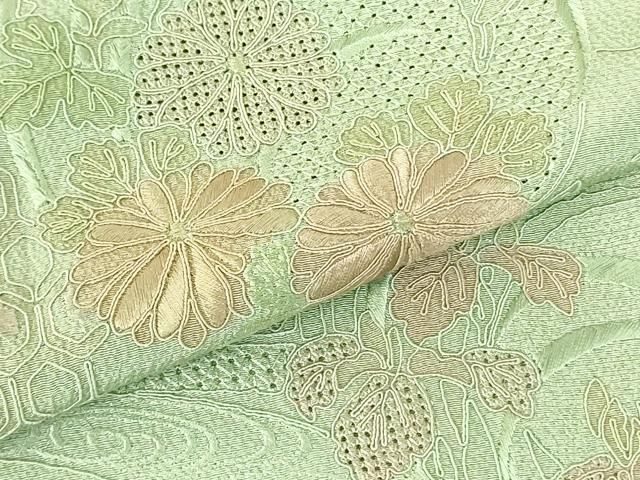 平和屋着物●中国三大刺繍　スワトウ刺繍　汕頭刺繍　両面　六通柄袋帯　横段吹き寄せ花文　金銀彩　さが美扱い　正絹　逸品　DABB1840fe 平和屋着物○中国三大刺繍 スワトウ刺繍 汕頭刺繍 両面 六通柄袋帯 横