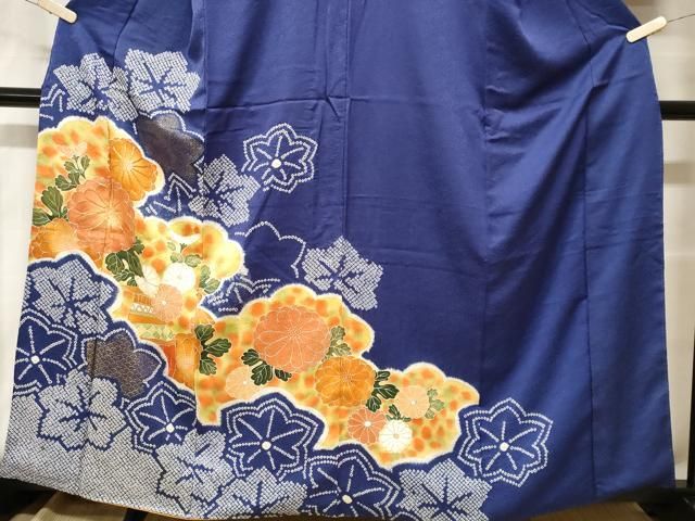 平和屋着物□訪問着 駒刺繍 絞り 雲取り花文 正絹 逸品 CABF9870ev