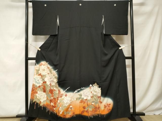 平和屋着物■豪華黒留袖　枝花文　暈し染め　金彩　正絹　逸品　CABF9875ev 7,784円