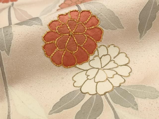 平和屋着物●上質な小紋　手描き　枝花文　金彩　高島屋扱い　正絹　逸品　AABF5465fy 平和屋着物▽上質な小紋 手描き 枝花文 正絹 逸品 CABF0545vp