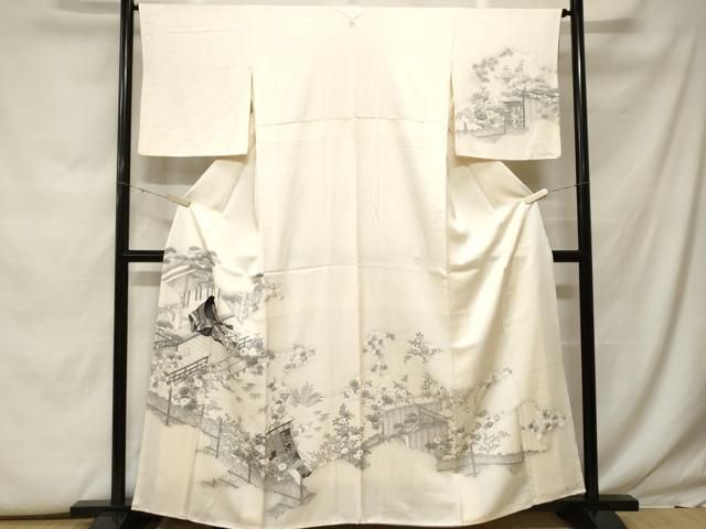 夏用 絽 訪問着 鈴蘭 五三桐紋 桔梗 花模様 正絹 着物 041b p