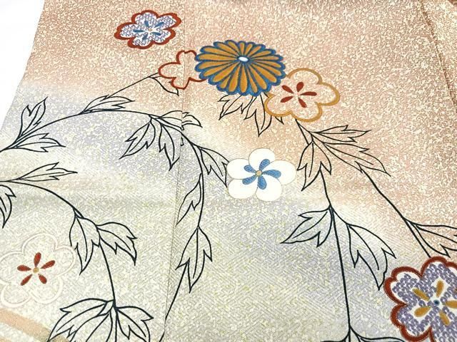 平和屋着物●訪問着　地紙草花文　暈し染め　金彩　正絹　逸品　CABE2392yc 平和屋着物□訪問着 草花籬文 暈し染め 金彩 正絹 逸品 AABI5823fw