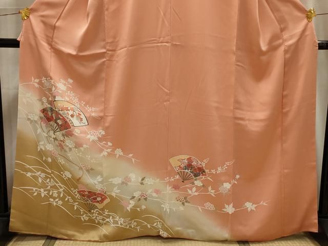 平和屋着物□訪問着 扇面花文 暈し染め 金彩 正絹 逸品 AABI4067sx