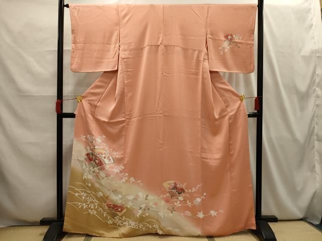 平和屋着物■上質な小紋　扇面花文　正絹　逸品　AABI0251st 平和屋着物□上質な小紋 扇面花文 正絹 逸品 AABI0251st