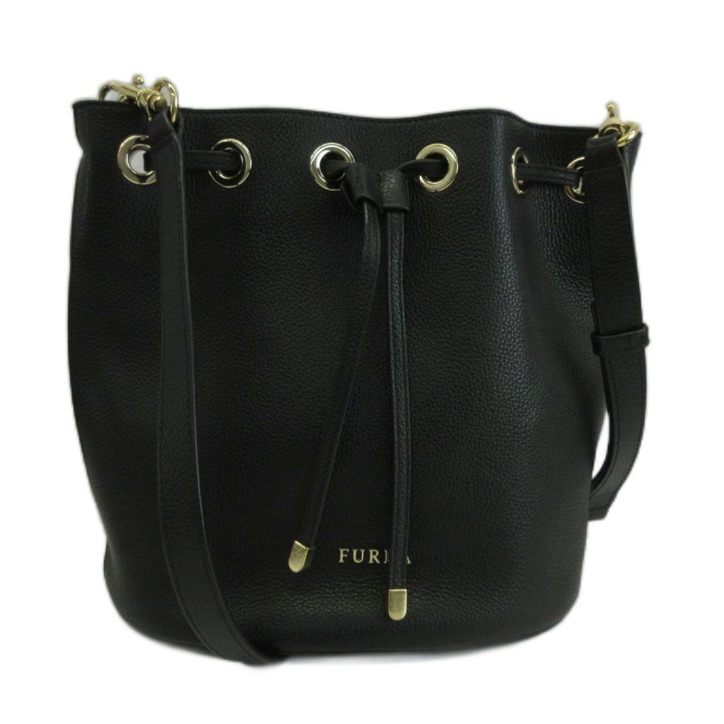 フルラ FURLA ショルダーバッグ 巾着バッグ レザー ロゴ ゴールド金具