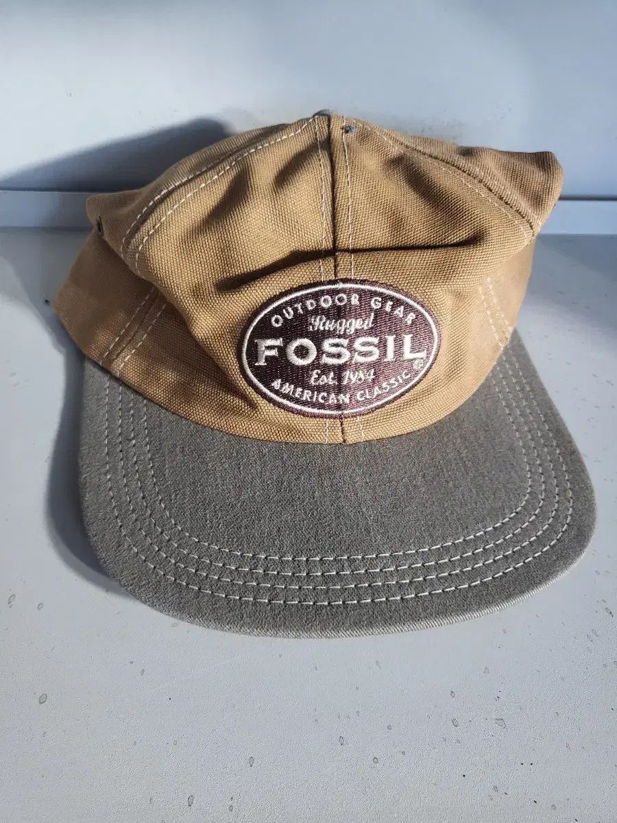 90sFossil Fossil 野球 帽子 茶色/グレー