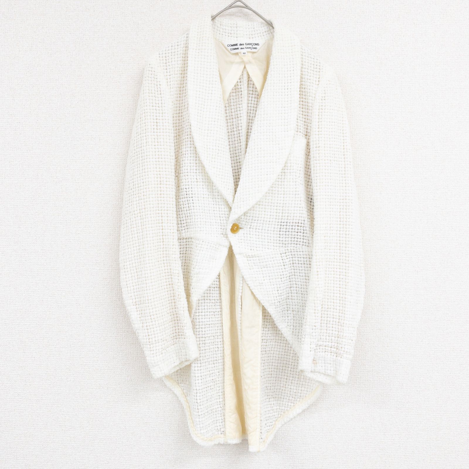 COMME des GARCONS COMME des GARCONS コムデギャルソンコムデギャルソン コムコム 燕尾ジャケット 総レース 花柄 ポリエステル オフホワイト アイボリー 日本製 レディース M b01381