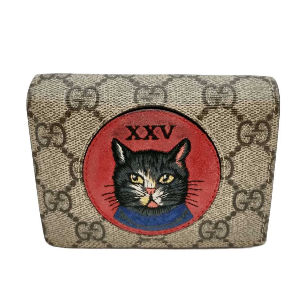 グッチ ミスティックキャット 財布 GGスプリーム 499380 ABランク 中古