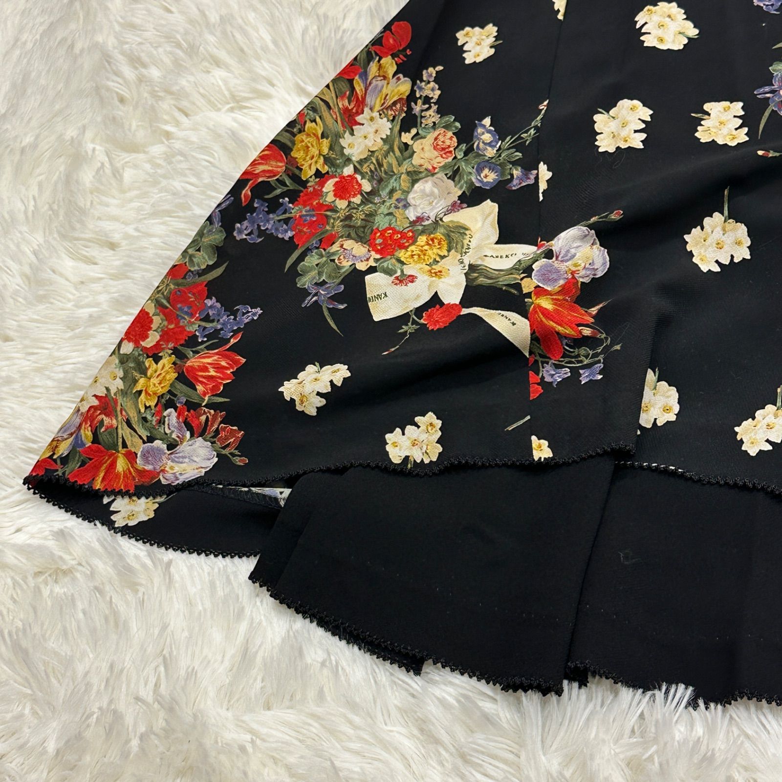 美品】ロングワンピース 花柄 ブーケ柄 WONDERFUL WORD ワンダフル 