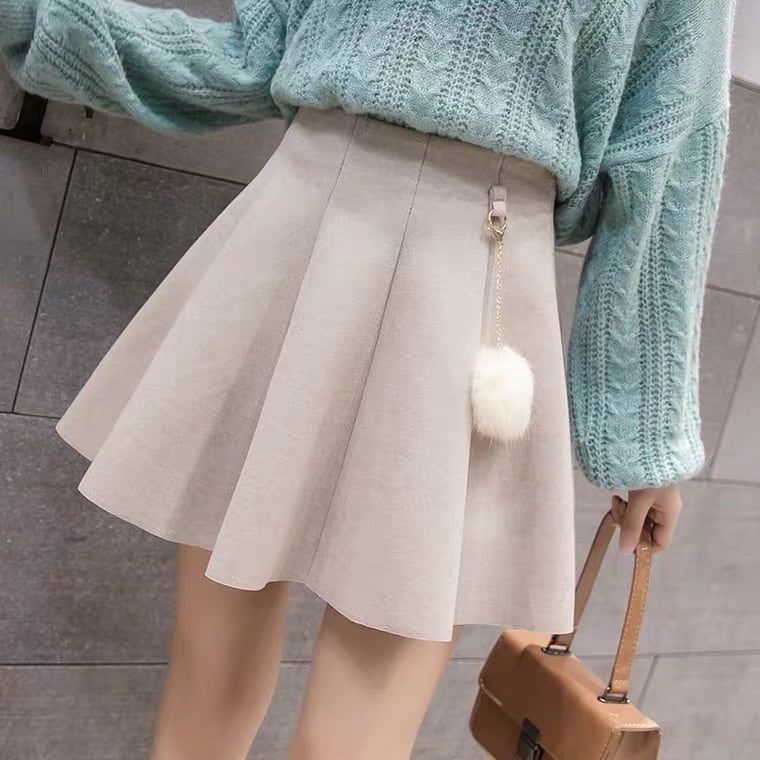人気商品 フェミニン ウールフレアプリーツスカート レディース スカート 秋冬 ボンボン 可愛い ガーリー ーデ S M L XL XXL