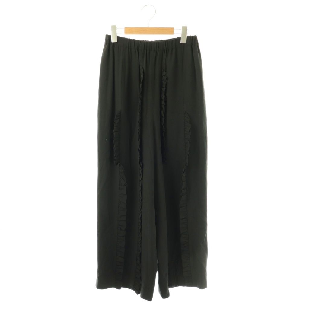 エンフォルド ENFOLD 26SS FRILL TROUSERS パンツ ワイド 38 黒 300JS231-0411 /NR