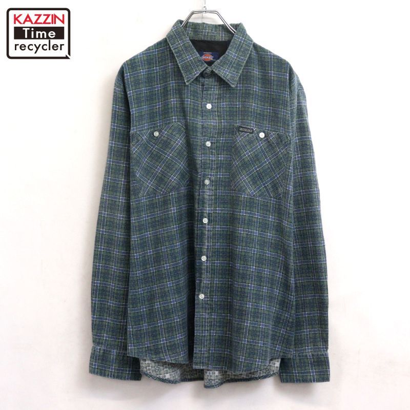 00s Dickies チェック柄 プリントネル 長袖シャツ メンズ 表記XLサイズ