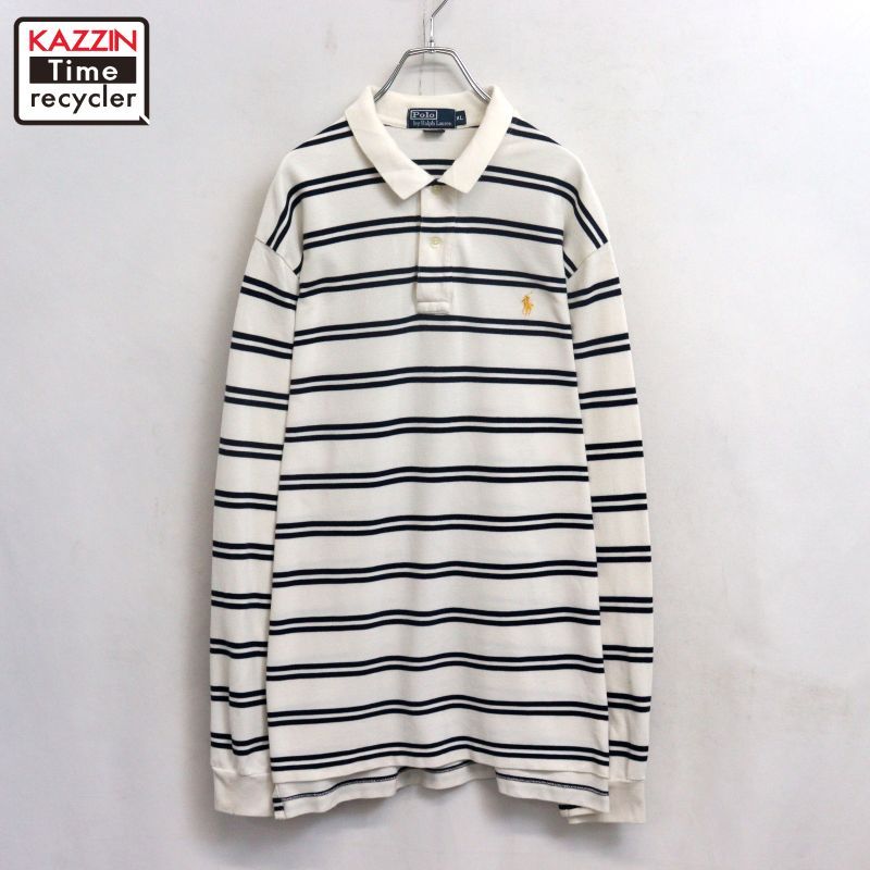 00s RALPH LAUREN ボーダー柄 長袖ポロシャツ メンズ 表記XLサイズ