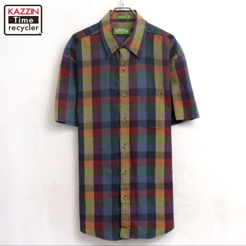 00s ORVIS チェック柄 半袖シャツ メンズ 表記XLサイズ