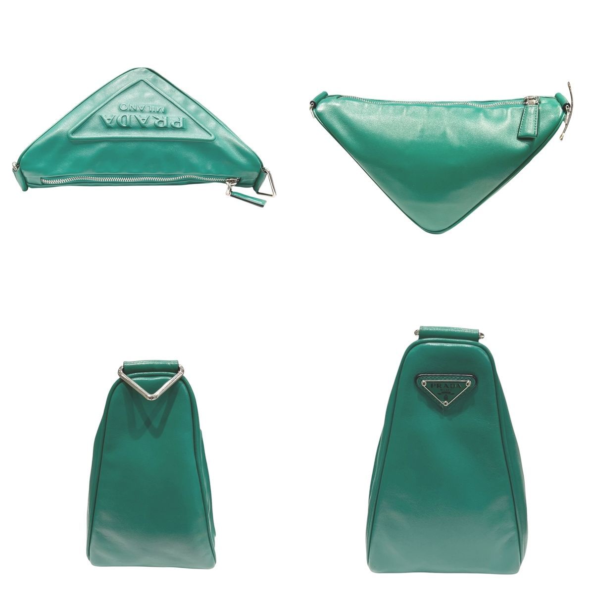 中古】 PRADA プラダ 1BH190エンボスロゴ トライアングル ショルダー