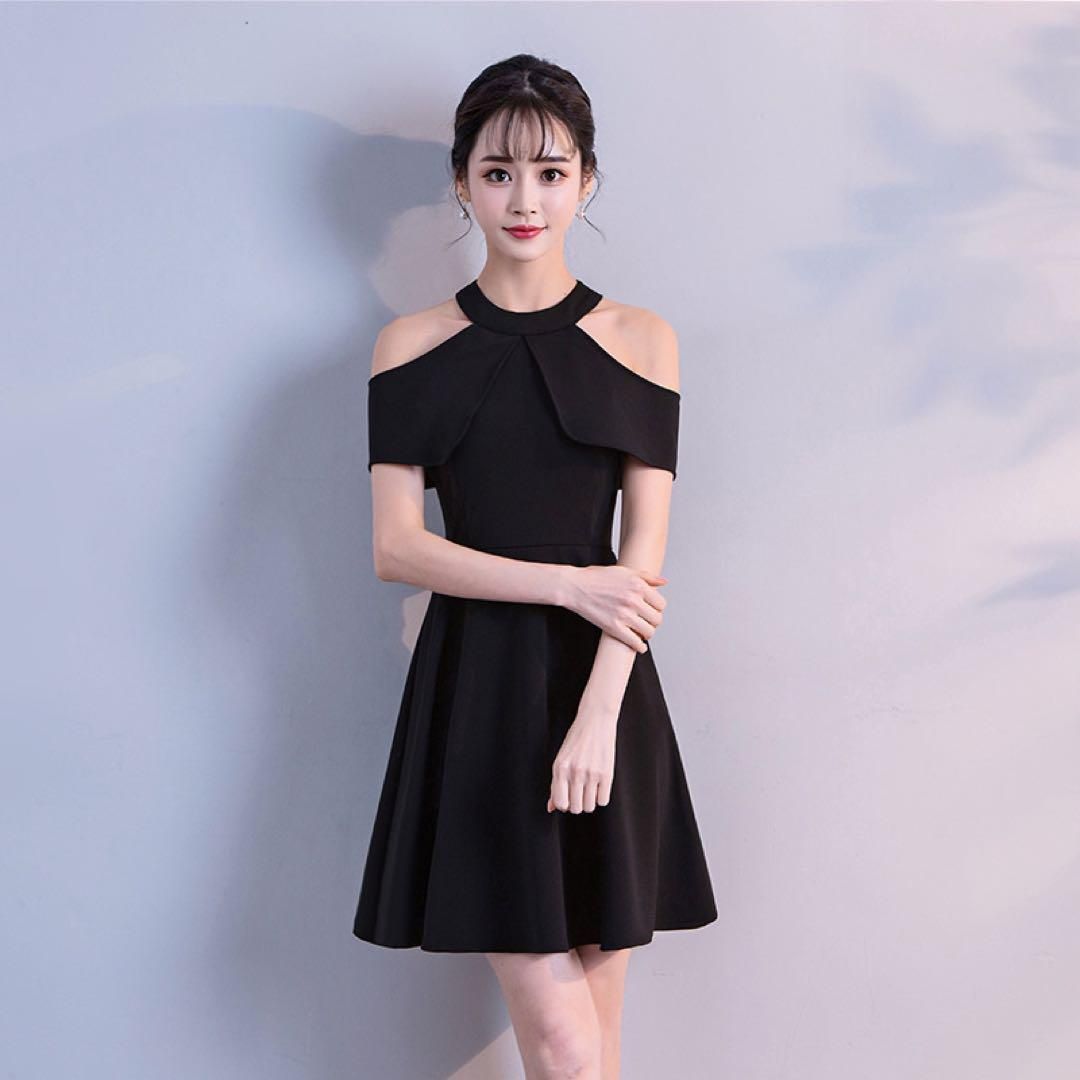 人気商品 美しいミニドレス シンプルデザインながら華奢見え Aライン♪