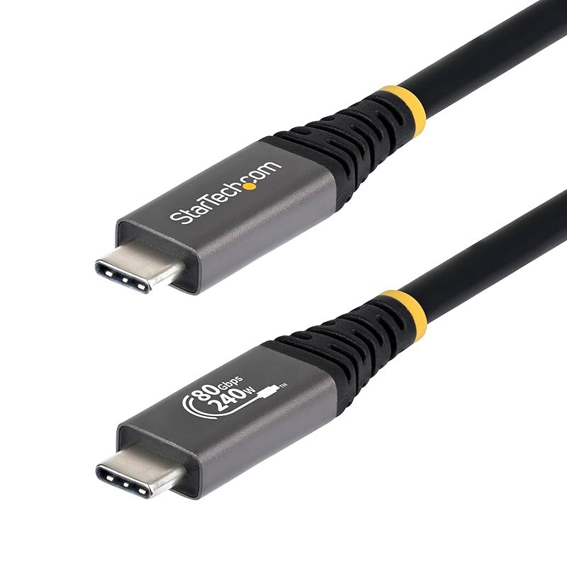 【新品】 StarTech.com USB4ケーブル 1.5m 80Gbps 240W PD 8K120Hz 高速充電 データ転送 USB Type-C CC150CM80GUSB4CABLE 1
