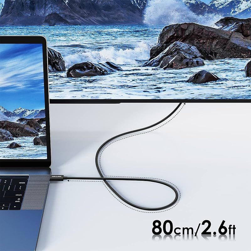 【新品】 WAVLINK Thunderbolt 4 ケーブル 40Gbps データ転送、80cm(2.6フィート)USB-C ビデオケーブル、シングル 8K/デュアル 4K ディスプレイと100W 充電 MacBook Pro/Air、iPad 2022 1 【新品】 WAVLINK Thunderbolt 4 ケーブル 40Gbps データ転送、80cm(2.6フィート)USB-C ビデオケーブル、シングル 8K/デュアル 4K ディスプレイと100W 充電 MacBook Pro/Air、iPad 2022 1