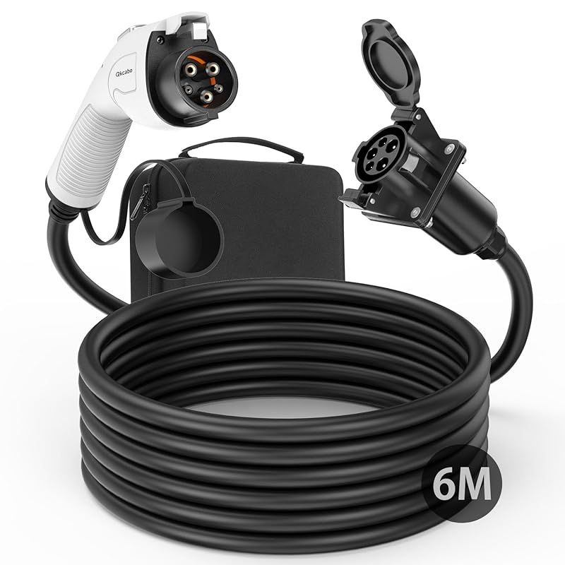 【新品】 Qkcabo 32A 6M EV 充電器延長ケーブル 100?240V対応 3KW 6KW電気自動車 PHV充電ケーブル 延長コード SAE J1772対応 (6メートル)