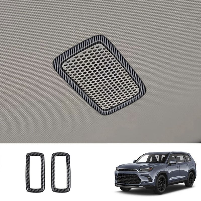 【送料込み】トヨタ グランドハイランダー 専用 フロントルーフスピーカーリング カバー インテリアトリム 2024年 ブラック カーボン調 ドレスアップ 簡単取付 カスタムアクセサリー