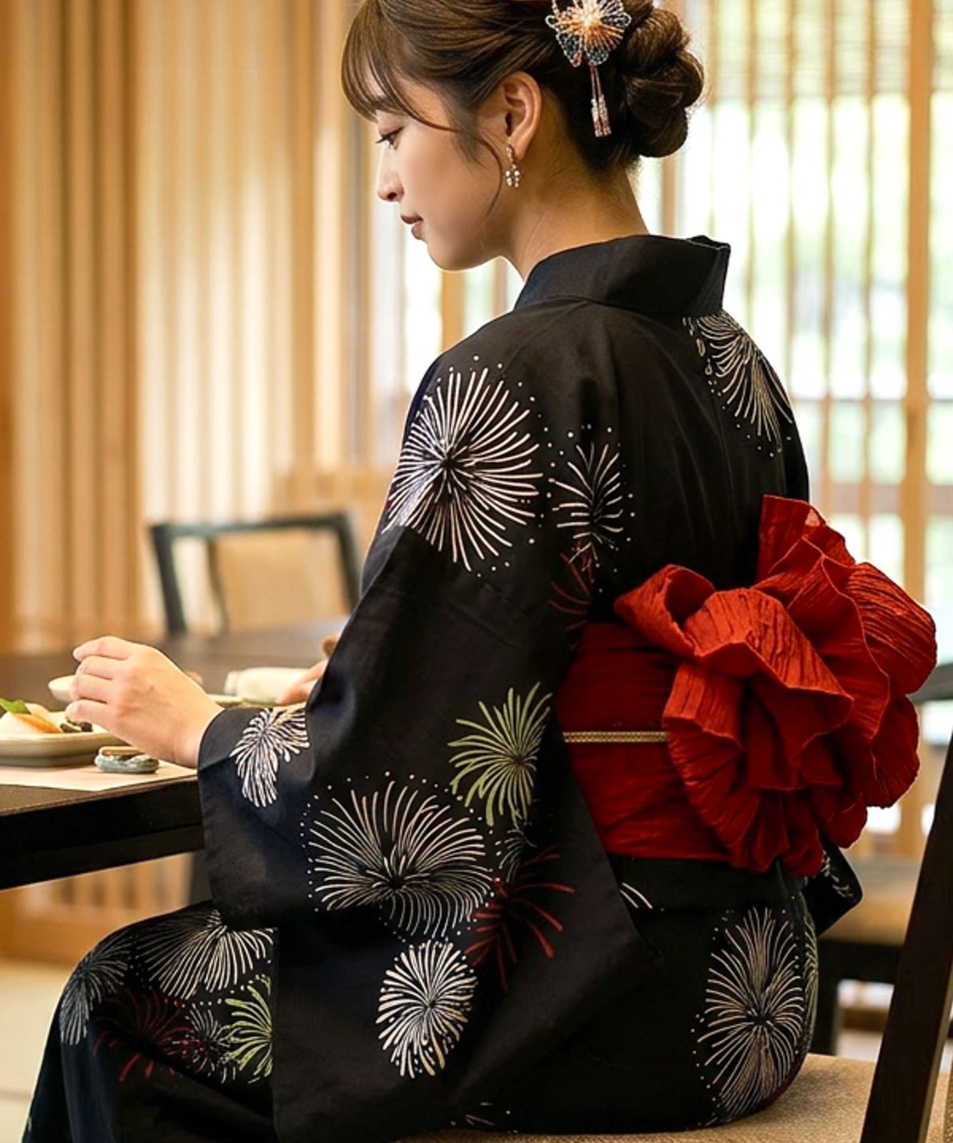 ★メガヒット商品！2026年販売開始！ 【L】花火 簡単！1人で着れる ワンピース浴衣3点セット（ワンピース+上衣+兵児帯）浴衣 レディース 浴衣セット /大人ワンピース浴衣 大人 ワンピース浴衣 和服 和装 花火大会 夏祭り 盆踊り フリーサイズ ♡(