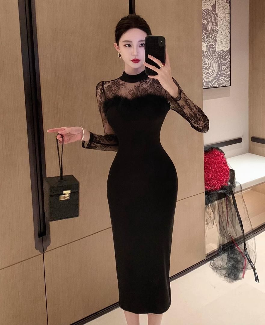 人気商品 キャバドレス 花柄レース バックシャン スリット セクシー 結婚式 二次会 同窓会 披露宴 パーティー お呼ばれ ナイト 成人式 演奏会 発表会 上品 裏地あり サイズ S M L XL