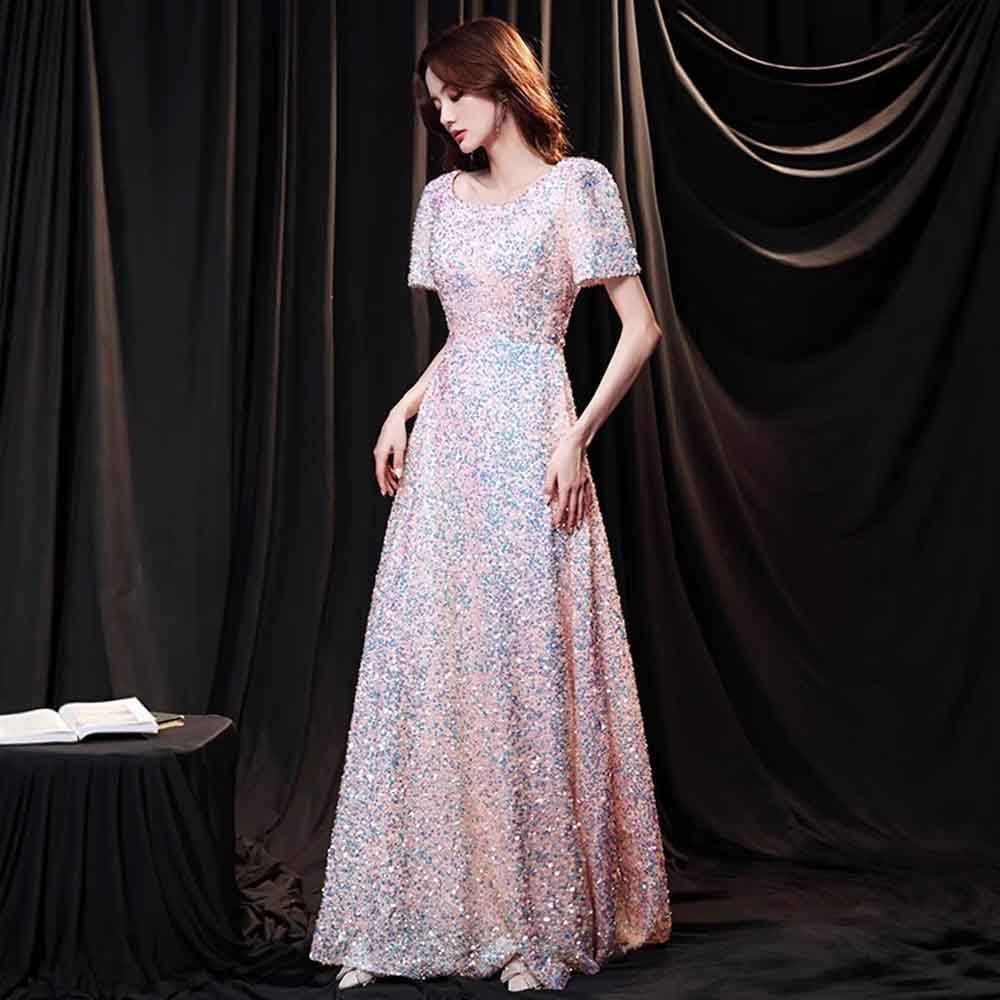 人気商品 ウエディングドレス 二次会 前撮り 大きいサイズ 結婚式/二次会ドレス 海外挙式 ウェディングドレス ライトドレス 花嫁ドレス ロングドレス 後撮り 結婚式 スレンダードレス 半袖 ワンピース 宴会 司会者 キラキラ スパンコール