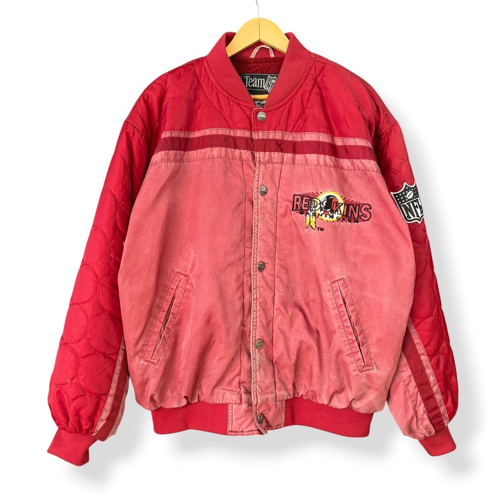 90s NFL RED SKINS レッドスキンズ フェード ボンバージャケット 古着 オフィシャル No.A085