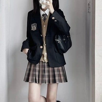 人気商品 スクールガーリー カレッジ風チェック柄制服セットアップ レディース スーツ 制服 ジャケット ブラウス スカート 学生 卒業式 入学式 フォーマル