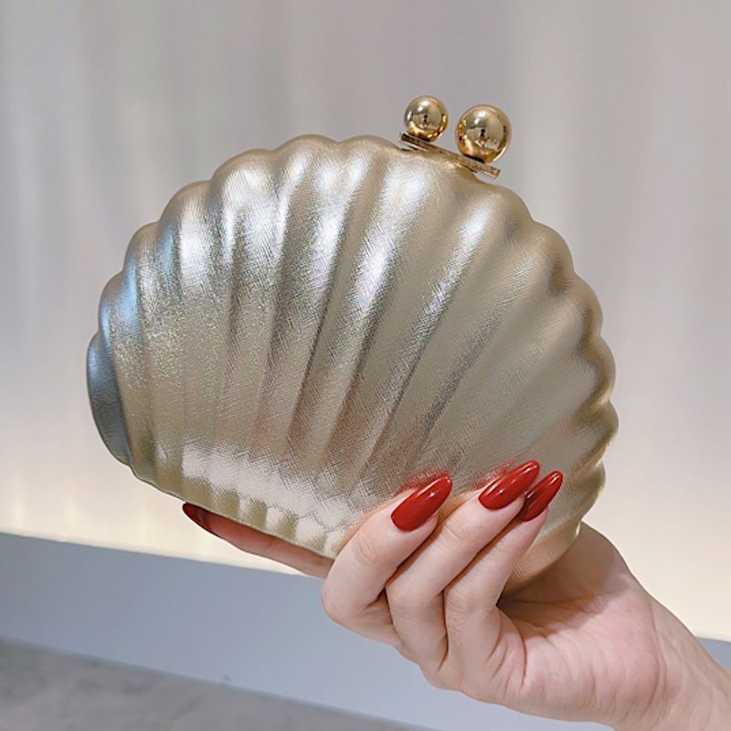 人気商品 パーティーバッグ 結婚式 バッグ フォーマルバッグ シャンパンゴールド クラッチバッグ がま口 和装 女性 2wayバッグ 40代 50代 レディース 貝モチーフ シェルモチーフ アクセサリーバッグ 1265