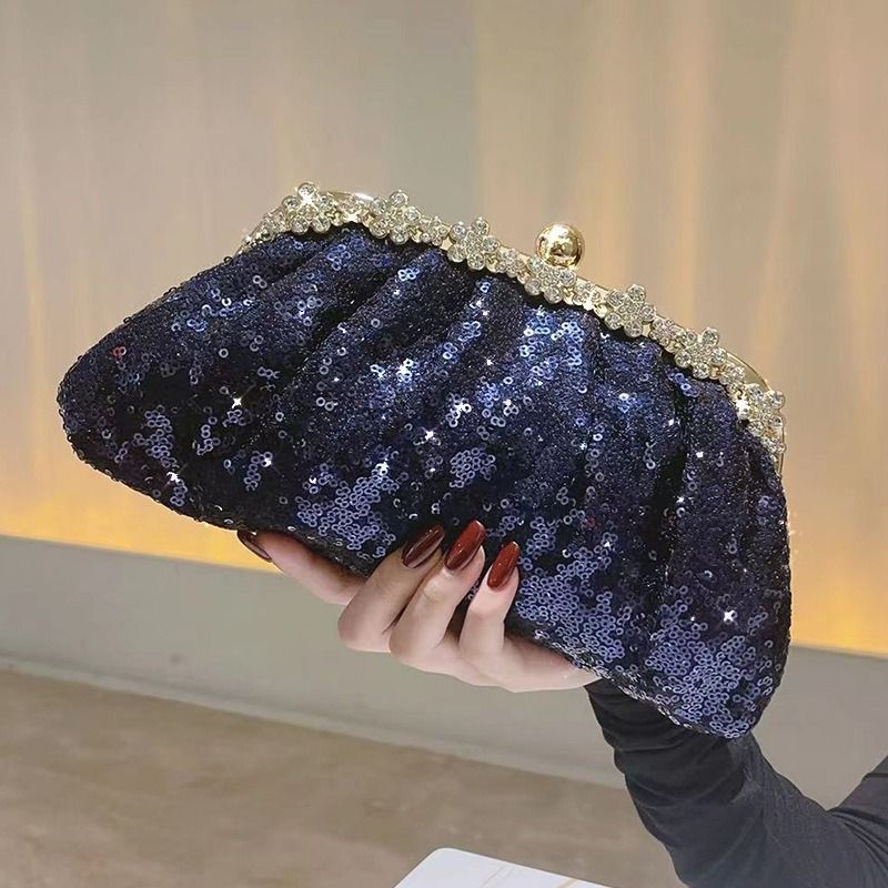 人気商品 パーティーバッグ ハンドバッグ 黒 スパンコール キラキラ レディース クラッチバッグ がま口ポーチ 結婚式 シンプル 婚冠葬祭 オシャレ ディナーバッグ ポシェット 普段使い フォーマル 卒業式 二次会 披露宴 1152