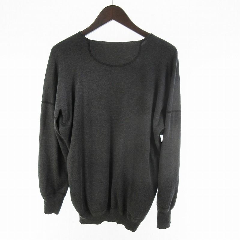 現行 44 OLDE HOMESTEADER YOUTH オールドホームステッダー ニット セーター カシミヤ コットン CREW NECK LONG SLEEVE BLACK HEATHER チャコールグレー