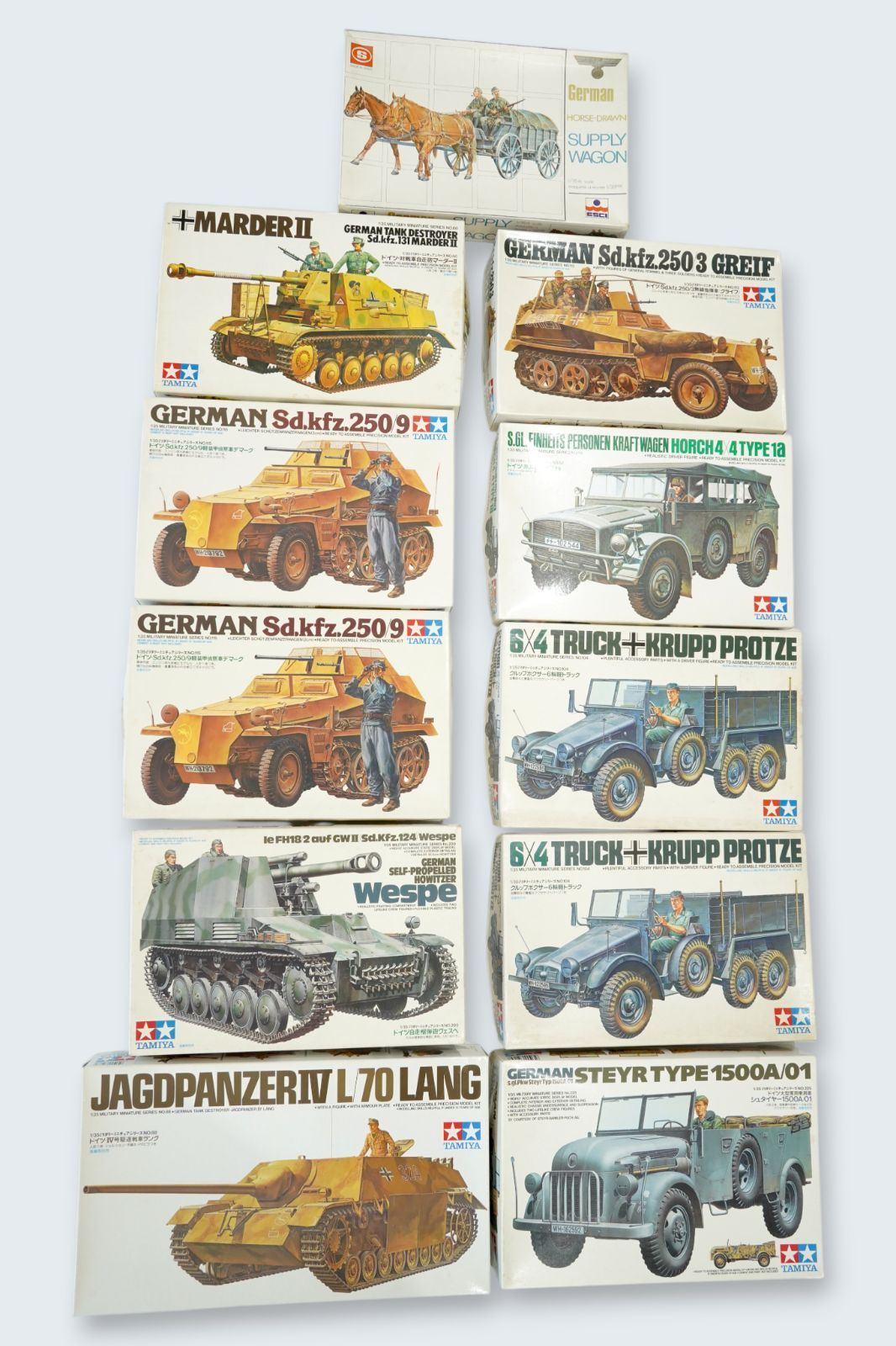 TAMIYA中心 1/35 ドイツ軍 車両・自走砲 プラモデル11点セット Sd.Kfz/マーダーII/ヴェスペ