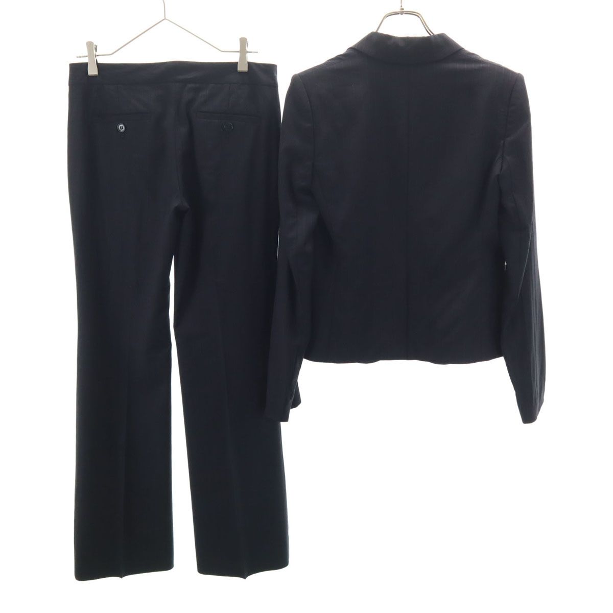 【極美品】セオリー パンツスーツ上下 S　黒ストライプ柄　0,X0 ✓2426 theory セオリー 日本製 ストライプ柄 パンツスーツ 上下 セットアップ