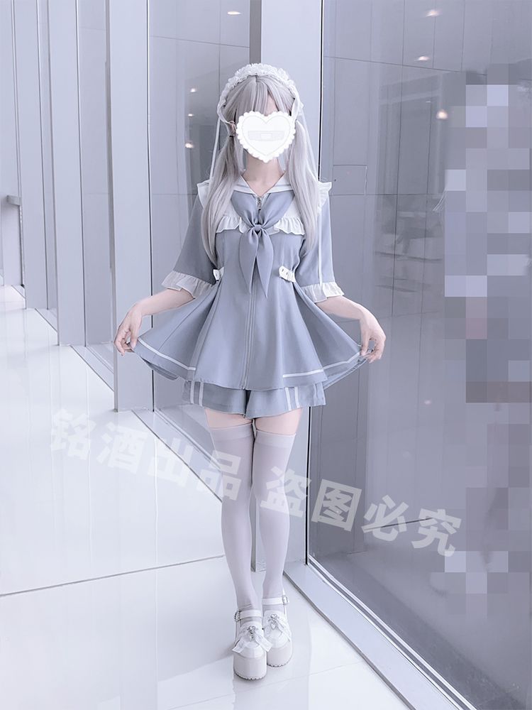 人気商品 半袖　2way 姫袖 長袖　セットアップ　サブカル　服　天使界隈　パステルブルー　量産型　サイバー　y2k　地雷系　原宿　渋谷　推し活　病みかわ　かわいい　水色界隈　パーカー　トップス　ジャージ　地雷系　ゆったり　ガーリー系　アウター　ロリータ　フリ