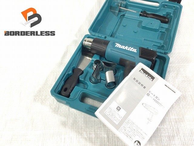 ☆未使用品☆makita マキタ 100V ヒートガン HG6031VK 青/ブルー 本体+パーツ+ケース 風量2段階切替 9段階温度調節ダイヤル128070