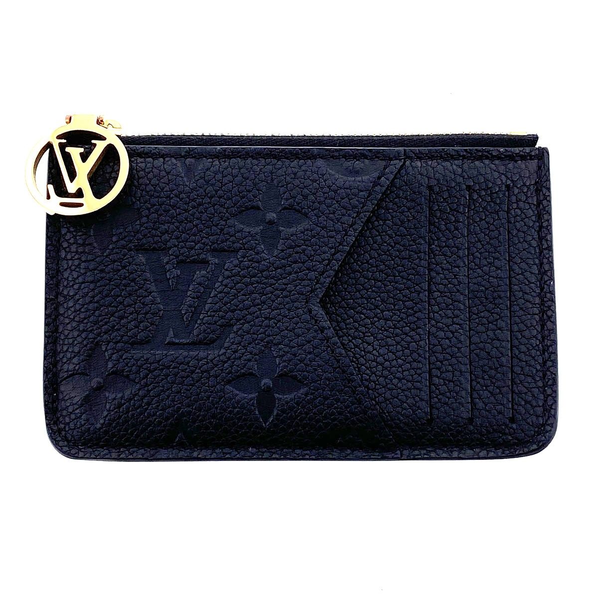 LOUIS VUITTON ルイ・ヴィトン カードケース ポルトカルト ロミー コインケース M81883 レディース モノグラムアンプラント ブラック 中古
